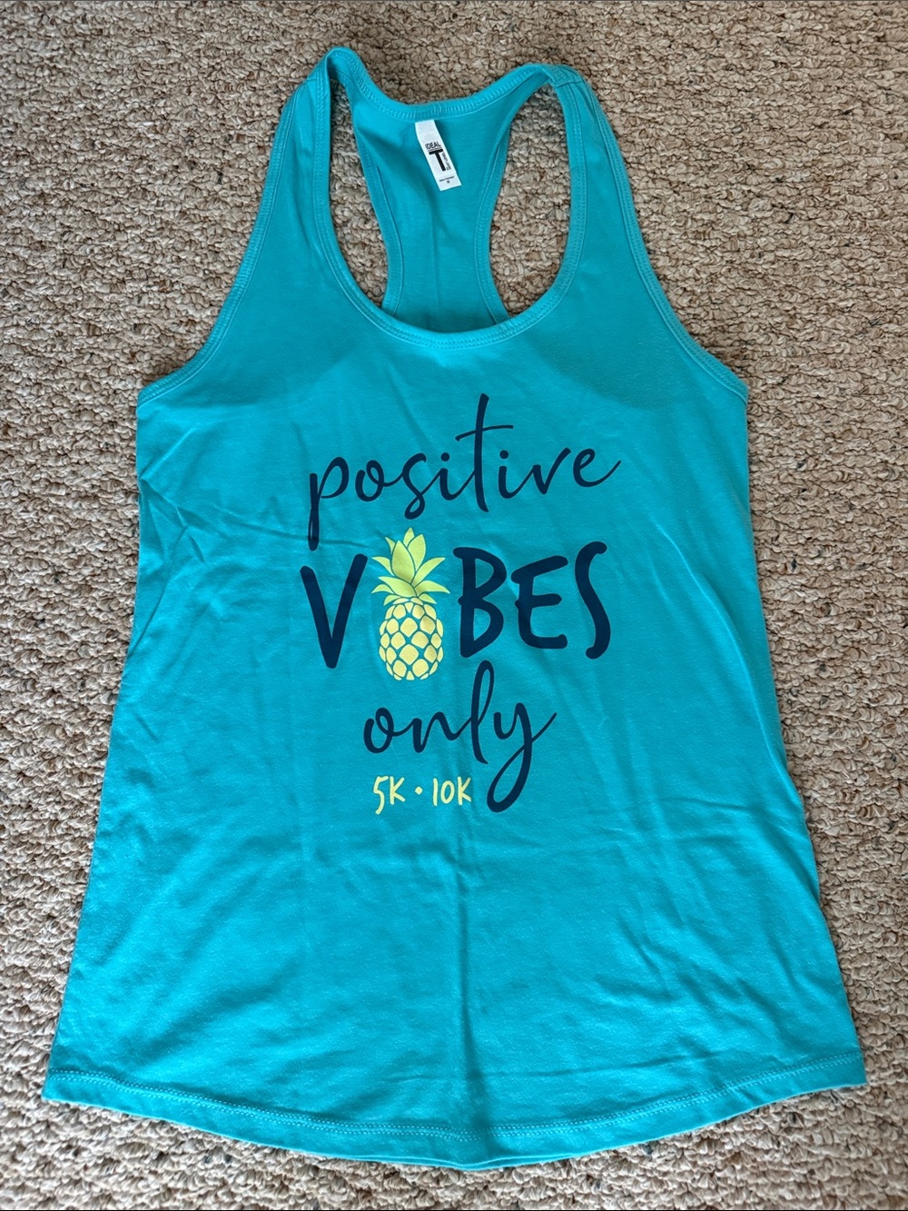 Positive Vibes Only Teal Racerback Tank Top